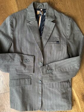 Volcom Men's Taupe Pinstriped Sport Coat Small